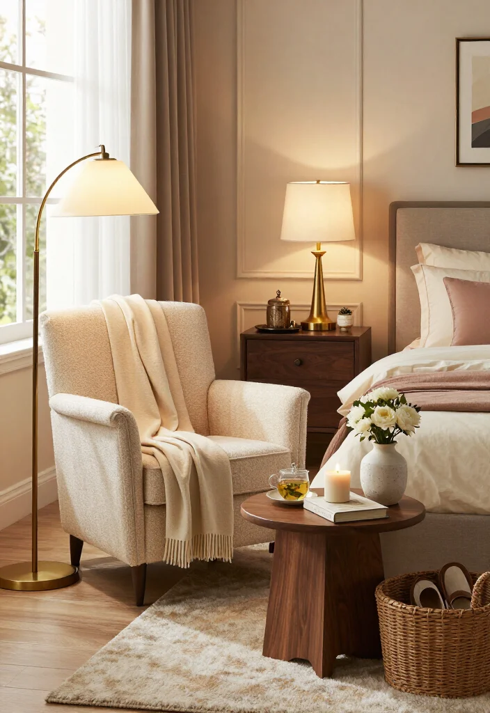 15 Grown Woman Bedroom Decor Ideas That’ll Make Your Space Feel Instantly More Elegant - 15. Finish With a Personal Wind-Down Corner 1