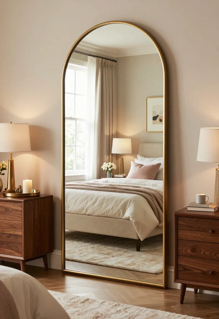 15 Grown Woman Bedroom Decor Ideas That’ll Make Your Space Feel Instantly More Elegant - 7. Add a Large Mirror for Light and Polish 1