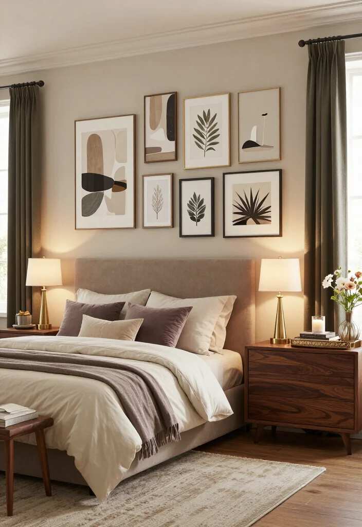 15 Grown Woman Bedroom Decor Ideas That’ll Make Your Space Feel Instantly More Elegant - 8. Use a Small Gallery Wall With Meaningful Art 1