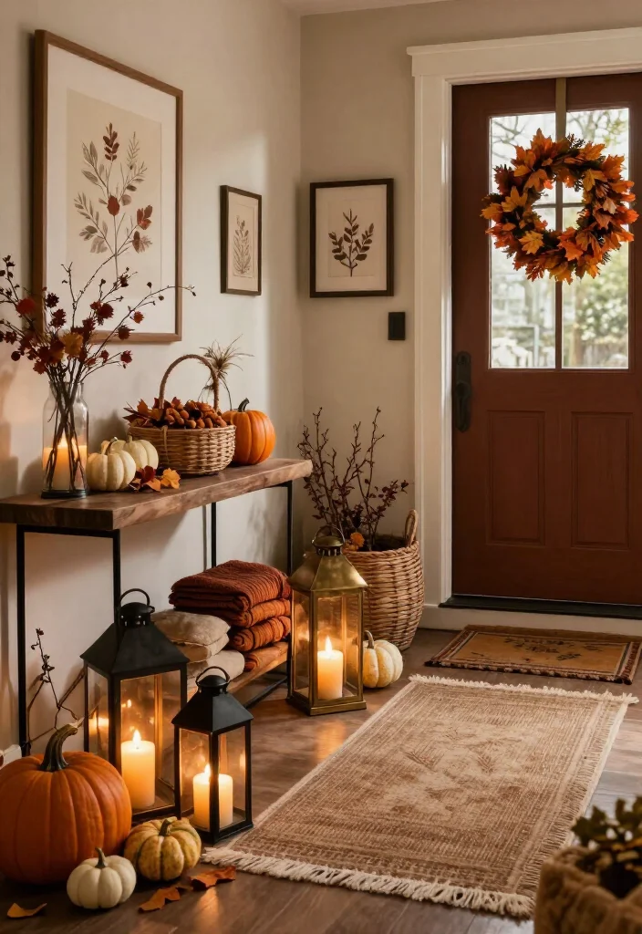 15 Warm Thanksgiving Entryway Decor Ideas That’ll Make Every Guest Feel Instantly at Home - 4. Create a Soft Lantern Path to the Door 1