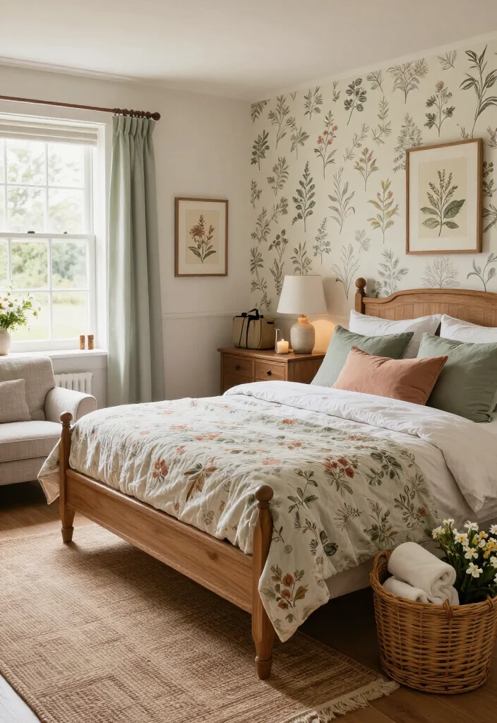 16 Storybook Cottagecore House Ideas That’ll Make Your Home Feel Like a Fairytale - 12. Make a Guest Room Feel Like a Secret Garden 1
