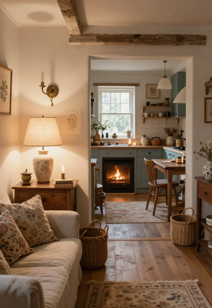 16 Storybook Cottagecore House Ideas That’ll Make Your Home Feel Like a Fairytale - 15. Warm Every Room with Gentle Cottage Lighting 1