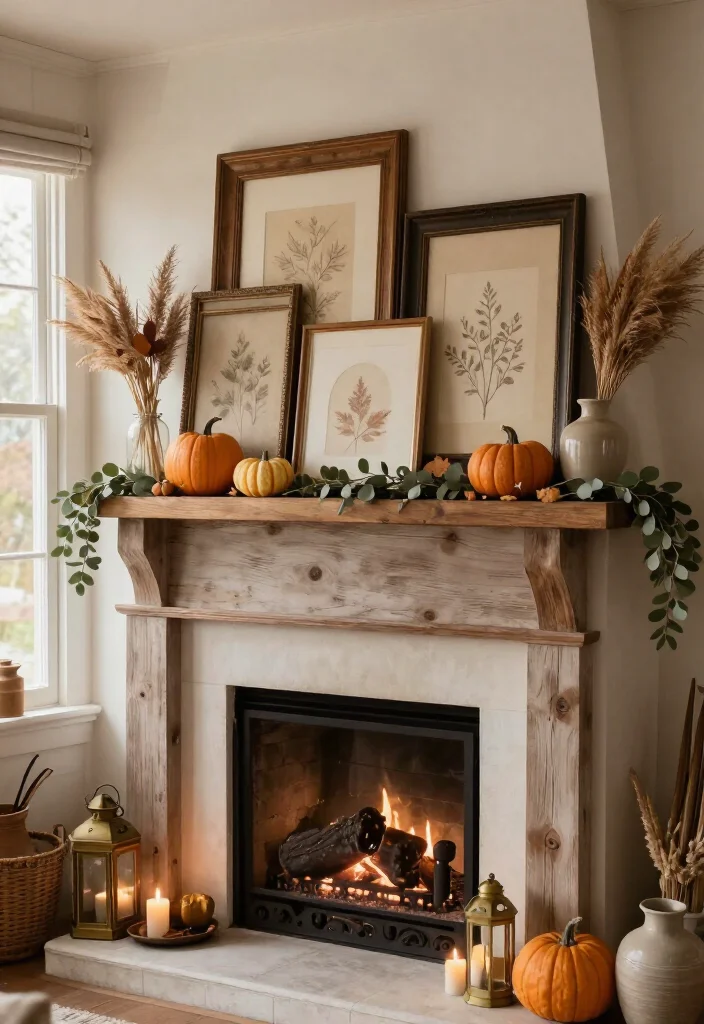 17 Cozy Thanksgiving Mantel Decor Ideas That'll Make Your Home Feel Like a Fall Fairytale (#7 Is Pure Magic!) - 3. Create a Thrifted Frame Layer 1