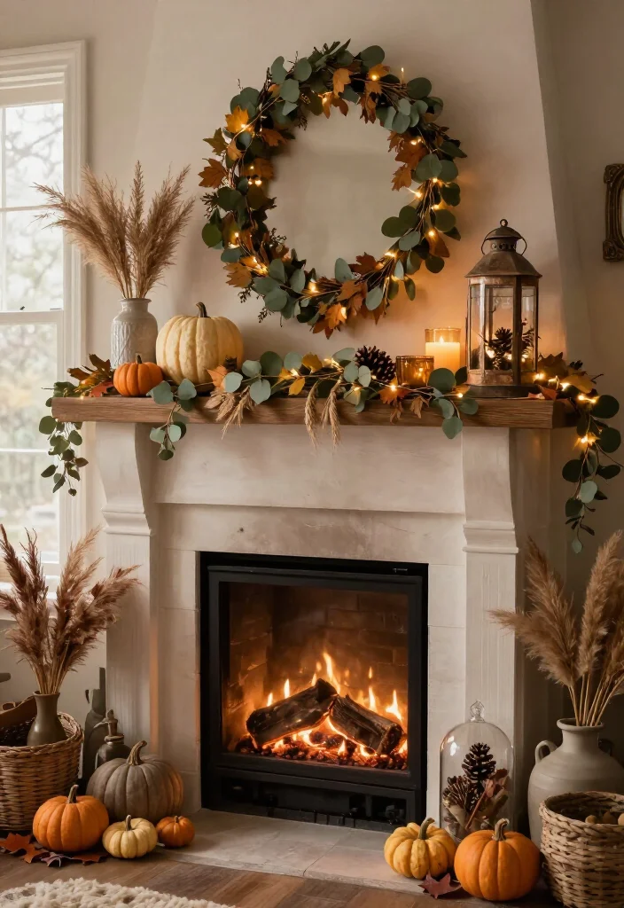 17 Cozy Thanksgiving Mantel Decor Ideas That'll Make Your Home Feel Like a Fall Fairytale (#7 Is Pure Magic!) - 7. Make a Glowing Fall-Fairytale Nook 1
