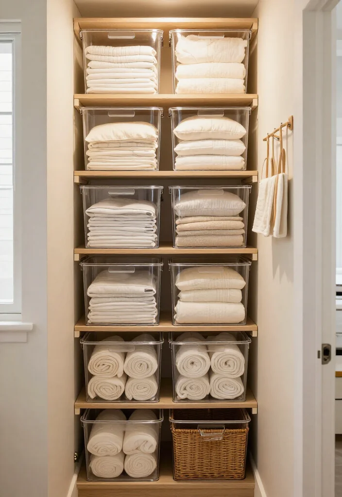 19 Smart Linen Closet Organization Ideas That’ll Make Your Tiny Space Feel Twice as Big (Wait Until You See #7!) - 11. Use Clear Bins for Linen Backstock 1