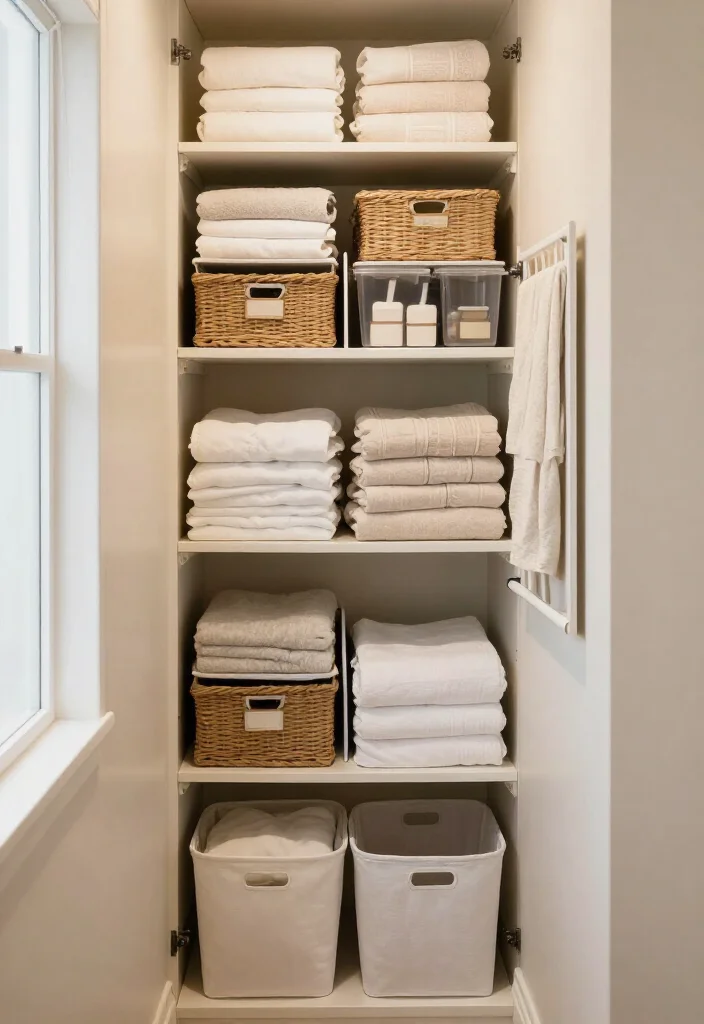 19 Smart Linen Closet Organization Ideas That’ll Make Your Tiny Space Feel Twice as Big (Wait Until You See #7!) - 15. Give Stray Linens a Return Basket 1