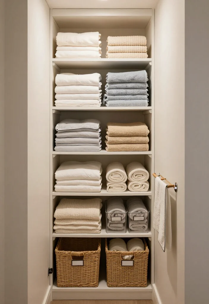 19 Smart Linen Closet Organization Ideas That’ll Make Your Tiny Space Feel Twice as Big (Wait Until You See #7!) - 8. Use One Calm Color Family to Reduce Visual Clutter 1